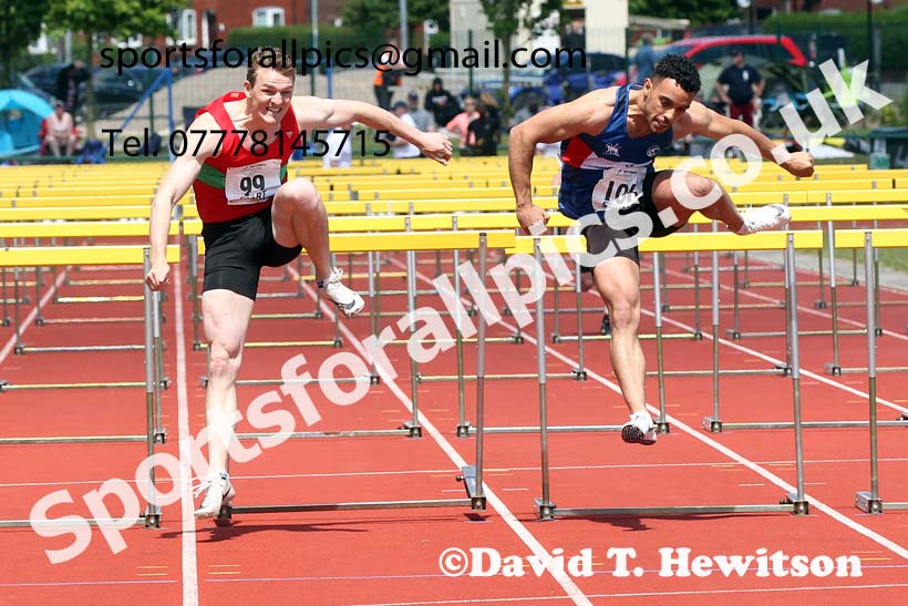 Senior mens 110 metres hurdles, 2021 Northern Senior and Under-20s Champs., Leigh. Photo: David T. Hewitson/Sports for All Pics